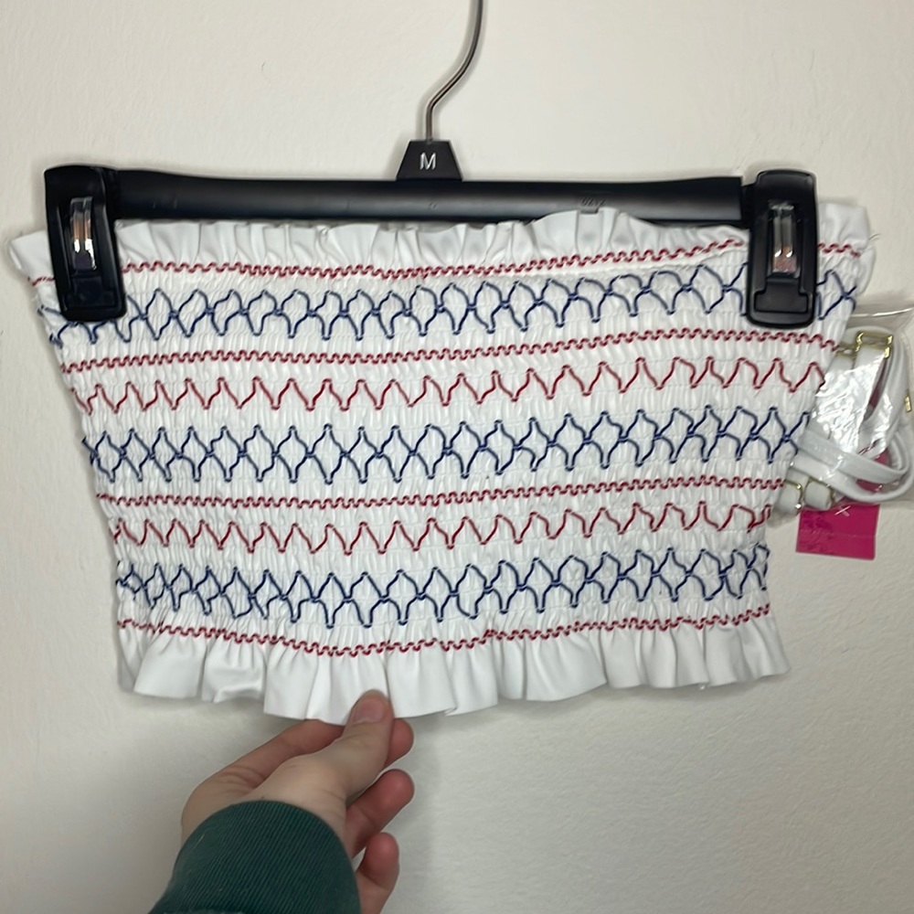 Red White & Blue Bandeau Swim Top